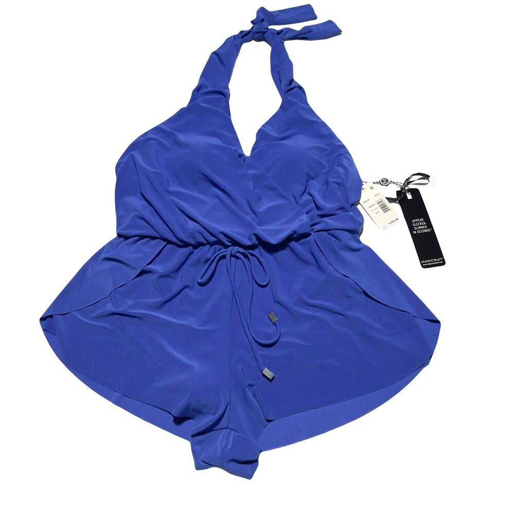 Magicsuit Bianca One Piece Swimsuit Romper Sapphire Blue Soft Cups Size 8 NWT